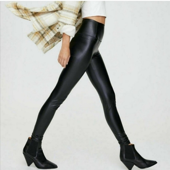 Aritzia Wilfred Free Daria Faux Leather Leggings High Waisted Rise Pants Size XS - Picture 2 of 9